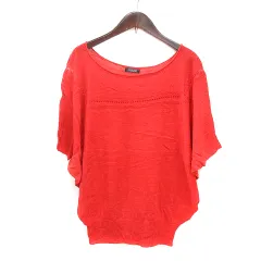 ユナイテッドアローズ UNITED ARROWS サマーニット カットソー 半袖 ドルマンスリーブ 麻混 リネン混 赤 レッド /MN