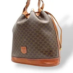 CELINE オールドセリーヌ ショルダーバッグ トリオンフ 巾着 M90 マカダム柄 ヴィンテージ ゴールド金具 レディース K9