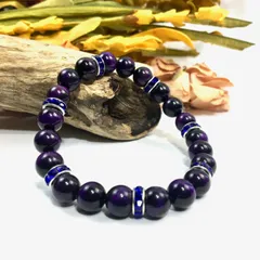 パワーストーン ブレスレット パープルタイガーアイ （ダークブルー）レディース 女性  数珠ブレス 開運 プレゼント ギフト [20]