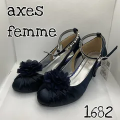 未使用　新品　axes femme アクシーズファム　お花コサージュ付PTパンプス　22.5cm 紺