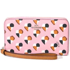 コーチ 小物 COACH コーティング キャンパス レザー ハート柄 プリント フォン クラッチ ウォレット iPhone スマホ マルチ 財布 ブラッシュマルチ 25963