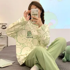 【訳あり】パジャマ レディース ルームウェア 長袖 上下セット クマ リンゴ セットアップ 2点セット かわいい 部屋着 おうち時間 韓国 カジュアルおしゃれ コットン 着心地 中学生 高校生 ママ プルオーバー 長ズボン ロングパンツ 春 秋 a31-1-y