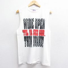 M/古着 ノースリーブ ビンテージ Tシャツ メンズ 90s WIDE OPEN コットン クルーネック 白 ホワイト 25jul07 中古