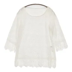 INDIVI 総レース 刺繍 ブラウス カットソー オフホワイト レディース インディヴィ【中古】5-0807M∞
