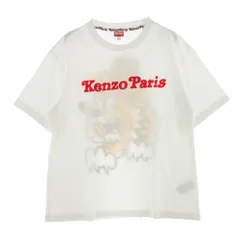 KENZO ケンゾー FF55TS5474SG VERDY COLLECTION OVERSIZE TSHIRT バックタイガープリント フロッキー ロゴ 半袖Tシャツ ホワイト系 L【中古】