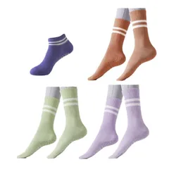 【特価セール】通気性 ヨガ靴下 4足セット レディース スポーツソックス 滑り止め靴下 ピラティスソックス ヨガソックス 約22cm-25cm 足裏滑り止め付き [ことさんのお店]