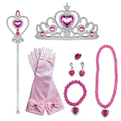 プリンセス ピンク アクセサリー セット ティアラ スティック グローブ 王冠 キッズ 女の子 子供 クリスマス プレゼント コスプレ プチ ギフト なりきり 仮装 コスチューム お姫様 子ども 小学生 誕生日 プレゼント おもちゃ 文化祭 100 110