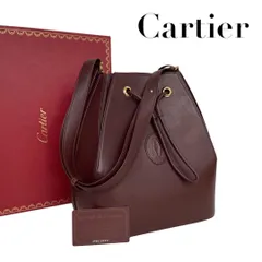 希少　カルティエ マストライン ショルダーバッグ 巾着 ボルドー サフィアーノ Cartier カルティエ マストライン 巾着 ショルダーバッグ
