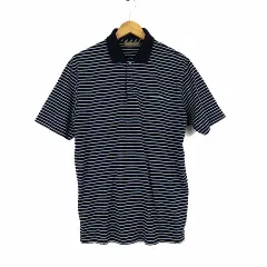 ジムトンプソン JIM THOMPSON ポロシャツ コットン 半袖 ボーダー柄 ポケット M 紺 ネイビー 白 水色 美品 紳士 ビジネス 通勤