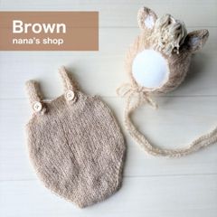 ブラウン♪馬帽子&ロンパース♪ニューボーンフォト撮影衣装　午年　月齢フォト