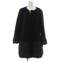 トゥービーシック TO BE CHIC ダウンコート ロング ノーカラー ウール ドッキング アウター 46 XL 紺 ネイビー /YMのサムネイル