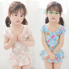 子供水着 キッズ 女の子 選べる3色 ワンピース帽子 ビーチ 練習用 2点セット  vii2z908943