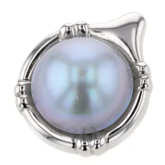 Y1921 美品!! タサキ K18WG マベパール×ダイヤ ネックレストップ 