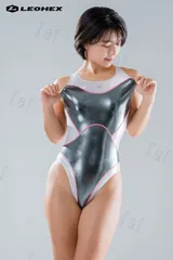 ノースリーブ レオタード水着！リアライズ LEOHEX ハイレグ ハイカット Amazon | LEOHEX セクシー マット ブラック レオタード