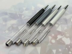 ZKN3-006 オリジナルハンドメイド用 ジュエルトップ ハーバリウムボールペン 4本セット ブラック&シルバー系のサムネイル