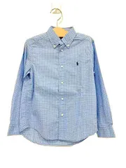 【中古】RALPH LAUREN ラルフ ローレン 子供服 キッズ トップス ブラウス チェック ブルー 男の子 サイズ7 120～130cm＿S23＿セルモアから出品＿s-0090-r23