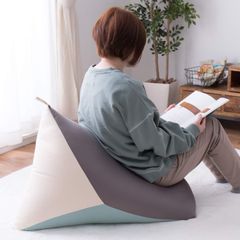 ビーズクッション グレー/ブルー 約50×80×50cm 「テトラッド」 萩原 ビーズ 補充可能 カラフル 三角