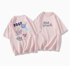 キャラクター プリント Tシャツ 半袖 ビッグシルエット オーバーサイズ 体型カバー ユニセックス レディース 韓国ファッション モンスター カジュアル トップス [1049]