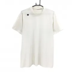 【超美品】デサントゴルフ 半袖ハイネックシャツ アイボリー ナイロン混 ストレッチ メンズ XO ゴルフウェア DESCENTE