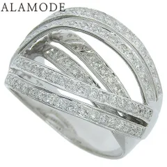 クロスラインダイヤモンドリング K18 ホワイトゴールド WG リング  