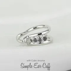 イヤーカフ イヤカフ シルバー925 片耳用 ブラックダイヤモンド イヤカフス レディース SV925 Ear Cuff シンプル 大人 上品 カジュアル トレンド 誕生日 記念日 プレゼント ギフト 30日以内に発送