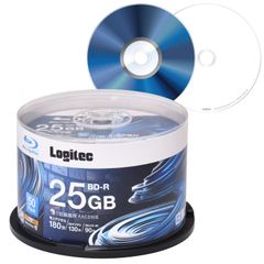 【迅速発送】ロジテック BD-R AACS対応 ブルーレイディスク Blu-ray Disc 6倍速 1回録画用 記録用 25GB 記録メディア スピンドルケース 50枚入り LM-BR25VWS50W