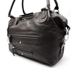 【良品】 TOD'S トッズ トートバッグ ハンドバッグ  ショルダーバッグ レザー 革 ブラウン ダークブラウン 茶色 型押しロゴ A4収納可能 チャーム シルバー金具 レディース