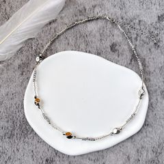【在庫限りで販売終了】MIXビーズネックレス（クリア×シルバー）40cm（アジャスター＋5cm）