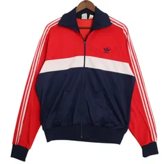 ~80年代 フランス製 adidas アディダス VENTEX社製 トラックジャケット ネイビー (メンズ L) 中古 古着 A2842
