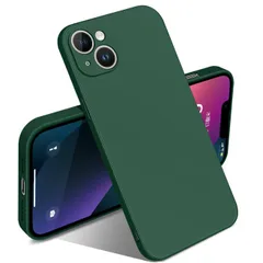 【特価】iPhone 13 mini ケース シリコン 液体シリコン 耐衝撃 アイフォン13mini カバー 薄型 軽量 ソリッドカラー シンプル ストラップホール付き マット感 人気 指紋防止 レンズ保護 ソフト ワイヤレス充電対応 (グリーン)