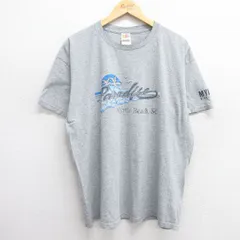 XL/古着 フルーツオブザルーム 半袖 ビンテージ Tシャツ メンズ 00s Paradise マートルビーチ 大きいサイズ クルーネック グレー 霜降り 25