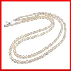 【送料無料 】 [あなたと私の宝石箱] デザインフェイクパール4～8ミリ珠2連70センチ ネックレス＜日本製＞