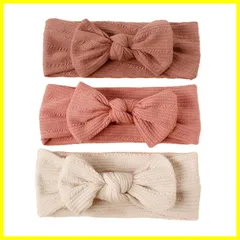 DFsucces ヘアバンド ベビー ゴ ヘアアクセサリー 蝶結びや かわいい 髪飾り 新生児 出産祝い 誕生日 記念撮影 お祝い 結婚式 3点セット (ダークピンク+ピンク+ベージュ)