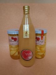 【金の蜜】桃『あかつき』のシロップ煮2本とジュース1本セット！！