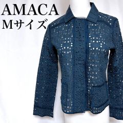 ANAYI タグ付きアルパカシャギー切替ノーカラージャケット ネイビーと