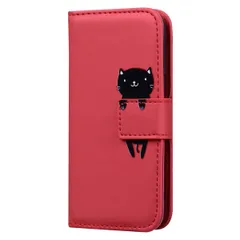 【新着商品】エクスぺリア ソニー スマホケース 5 5 滑り防止 耐衝撃 収納 手帳型ケース カード マグネット 横開き カバー 携帯カバー 優雅 OYIME 付き ストラップ (レッド 絵柄 動物 可愛い おしゃれ - ケース ケース SOV41 SO-01