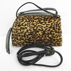 美品 GIANNI CHIARINI アリファM ヘアカーフ レオパード ヒョウ柄 総柄 レザー 2WAY ハンドバッグ ショルダーバッグ LF0002-0401-8