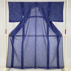 躾糸付未使用 夏着物 風通紗 155cm 紺 桔梗 正絹紬 夏衣 b414 - メルカリ