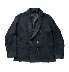 motiv mfg モチーフエムエフジー DB SHAWL COLLAR SACK JACKET - BLACK TUSSAH SILK TWEED シルクショールカラージャケット