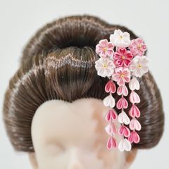 1/6ドール 22㎝ドール　人形用髪飾り　かんざし　つまみ細工　さくら　ドール用　1/6ドール