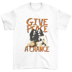 ジョン・レノン【JOHN LENNON】 Give Peace A Chance Tシャツ バンドT ユニセックス [並行輸入品]　ホワイト　Lサイズ