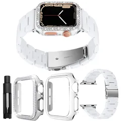 【数量限定】ダイヤモンド Apple Apple watchケース 2個の保護ケース付き 長さ調整ツール付き Apple 樹脂バンド Watch 交換バンド ウォッチバンド ステンレス留め金 軽量 バンド 装着簡単 用 ビジネスバンド Apple Watch9