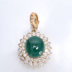 美品 エメラルド ダイヤモンド K18 ゴールド チャーム アクセサリー  