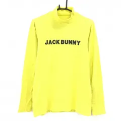 ジャックバニー 長袖ハイネックシャツ イエロー×黒 ロゴプリント メンズ 5(L) ゴルフウェア Jack Bunny
