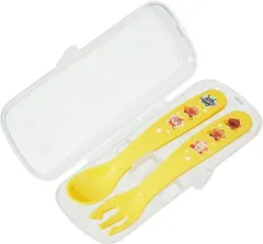 【送料込み♪】レックアンパンマン 食洗機対応 ケース付き 抗菌ベビースプーン＆フォーク(イエロー)