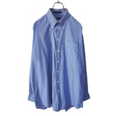 NAUTICA ノーティカ 長袖ボタンダウンシャツ 16 1/2 青 ストライプ 100%コットン メンズ XLサイズ相当