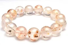 【１点物】希少共生！ マーカサイト＆ライモナイトインクォーツ 15-16mm ブレスレット パワーストーン 天然石 _M1201