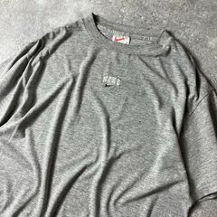 雰囲気系 90s NIKE センター スウォッシュ ロゴ 刺繍 半袖 Tシャツ L / 90年代 ナイキ オールド 襤褸 ボロ 霜降り グレー