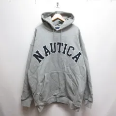 ノーティカ NAUTICA 美品 Arch Logo Sweat Hoodie アーチロゴ スウェット フーディー XL グレー パーカー プルオーバー 223-1249