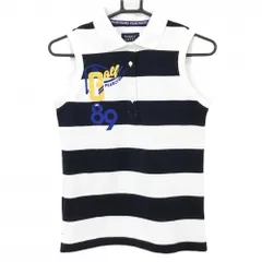 パーリーゲイツ ノースリーブポロシャツ 白×黒 ボーダー 胸刺しゅう レディース 0(S) ゴルフウェア PEARLY GATES